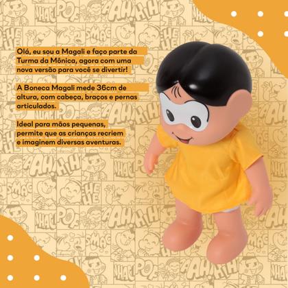 Imagem de Boneca Magali Clássicos Turma da Monica Vinil Macio 36cm