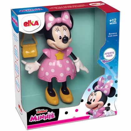 Imagem de Boneca Minnie Conta Histórias Elka 26cm Rosa Com Copo