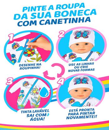 Imagem de Boneca Miyo Artista Roupa Para Pintar Com Canetinhas 2823