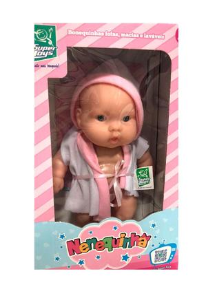 Imagem de Boneca Nenequinha Roupao Branco com Rosa com capuz SUPER TOYS