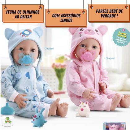 Imagem de Boneca New Born Brincando De Pijama Menina Divertoys - ROSA