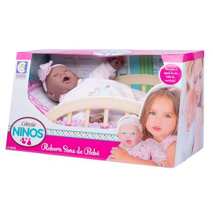 Imagem de Boneca Nino's Boca Aberta Sons De Bebê Menina Cotiplas Negra
