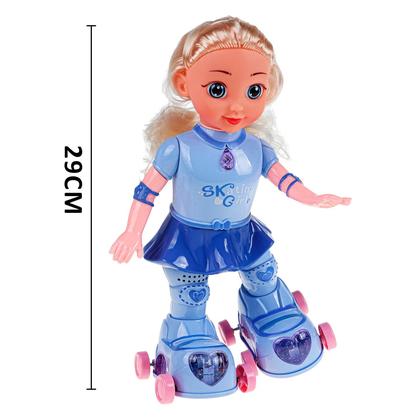Imagem de Boneca Patinadora Anda Canta Dança Com Luzes E Som Infantil Giratória Brinquedo Para Meninas