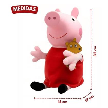 Imagem de Boneca Peppa Pig Infantil Com Ursinho Teddy NovaBrink