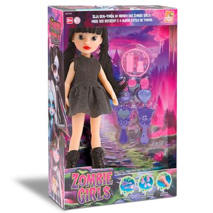 Imagem de Boneca Personagem Bravezinha Estilo Zumbi Com Escova Espelho Batom E Esmalte
