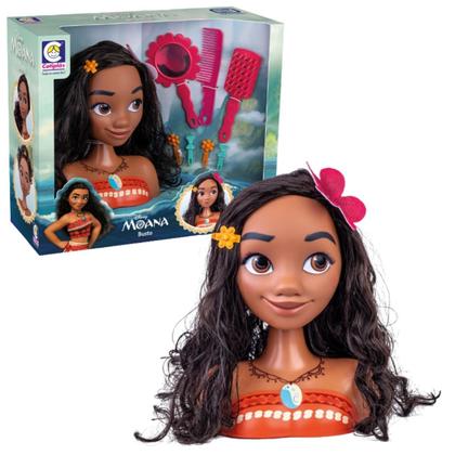 Imagem de Boneca Princesa Infantil Moana Busto Disney Com Acessórios Para Cabelo Brinquedos Cotiplás