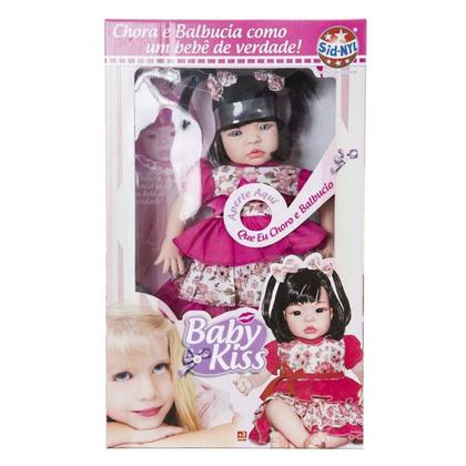 Imagem de Boneca Realista Baby Kiss Chora e Balbucia Morena 51cm