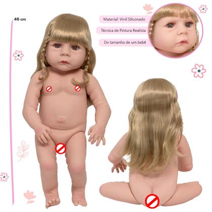 Imagem de Boneca Reborn Bebê Loira Realista Fofinha Enxoval 13 Itens