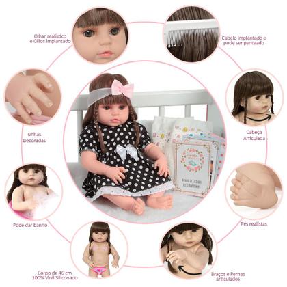 Imagem de Boneca Reborn Bebê Menina Realista Fofinha Com Itens