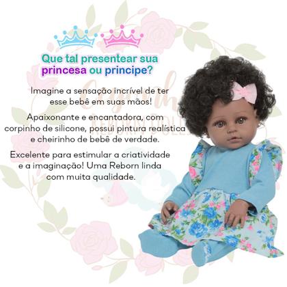 Imagem de Boneca Reborn Bebê Negra Corpo de Vinil Siliconado Enxoval