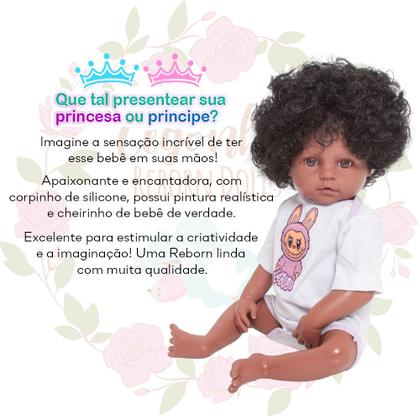 Imagem de Boneca Reborn Bebê Negra Realista Silicone Bolsa Pode Banho