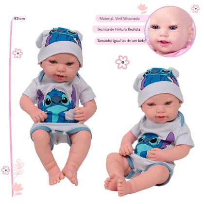 Imagem de Boneca Reborn Bebê Realista Larinha Stitch Pelúcia Itens