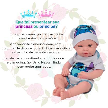 Imagem de Boneca Reborn Bebê Realista Larinha Stitch Pelúcia Itens