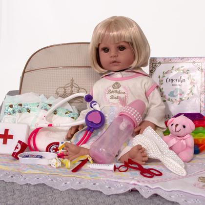 Imagem de Boneca Reborn Infantil Grande Adora Loira de Silicone Luxo