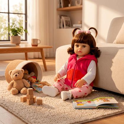 Imagem de Boneca Reborn Menina Silicone Realista Pode Dar Banho Girafinha
