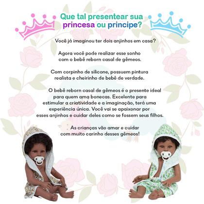 Imagem de Boneca Reborn Negra Gêmeos Realistas Roupão Girafa e Jacaré