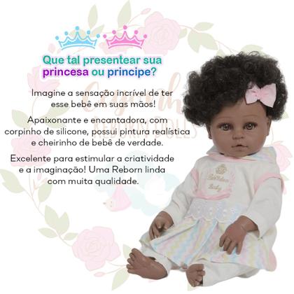 Imagem de Boneca Reborn Negra Linda 100% Vinil Conjunto Arco Íris