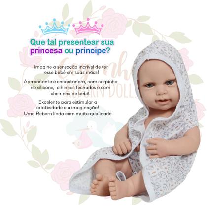 Imagem de Boneca Reborn Princesa Fofinha Roupão Coelhinho Pelúcia