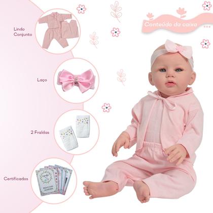 Imagem de Boneca Reborn Realista 100% Vinil 48cm Pode Dar Banho