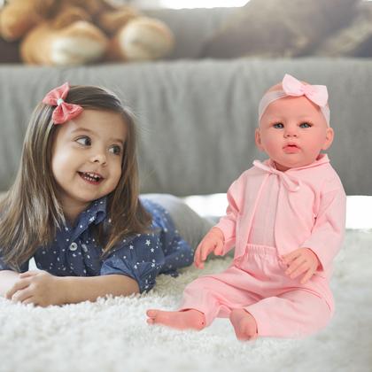 Imagem de Boneca Reborn Realista 100% Vinil 48cm Pode Dar Banho