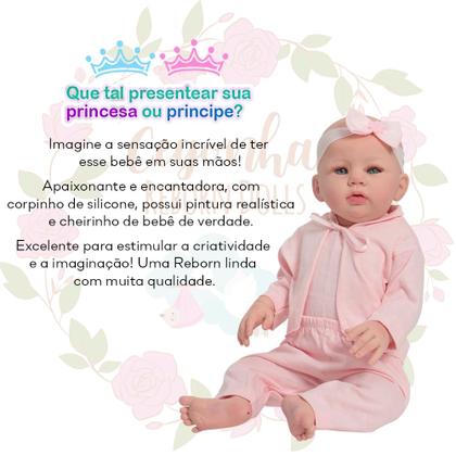 Imagem de Boneca Reborn Realista 100% Vinil 48cm Pode Dar Banho