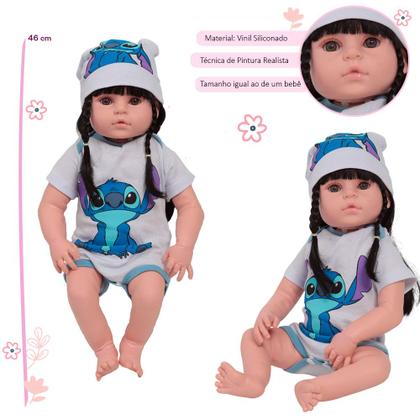 Imagem de Boneca Reborn Realista Morena Cabelo Longo Com Acessórios