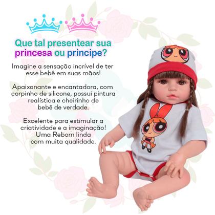 Imagem de Boneca Reborn Realista Silicone Menina Florzinha Bolsa Itens