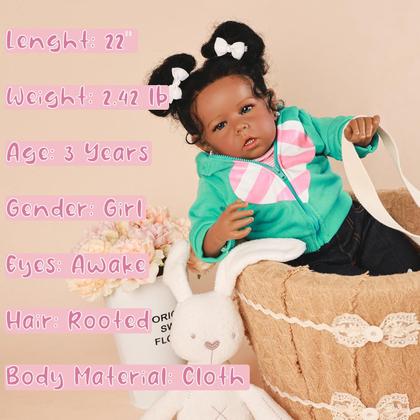 Imagem de Boneca Reborn Rebornova Black Girl afro-americana 51 cm