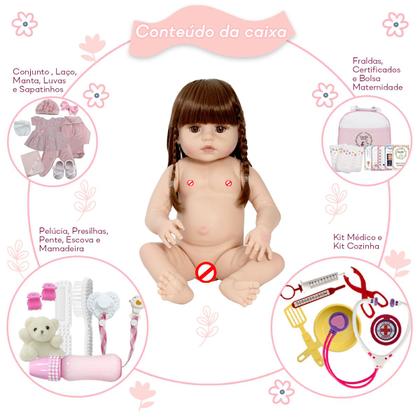 Imagem de Boneca Reborn Recém Nascida Com Bolsa Maternidade 24 Itens