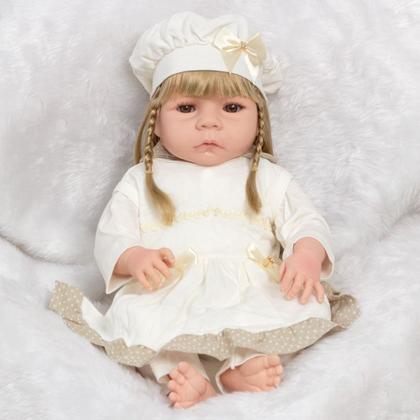 Imagem de Boneca Reborn Recém Nascida Corpo de Vinil + Kit 13 Itens