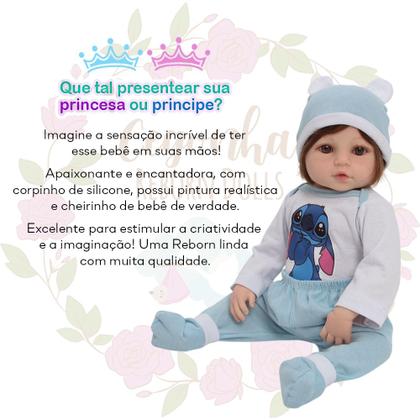 Imagem de Boneca Reborn Stitch Realista com Pelúcia Macia e Detalhes