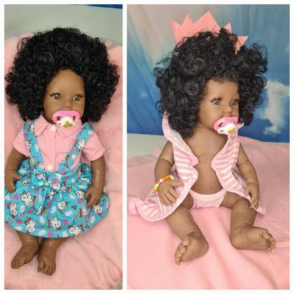 Imagem de Boneca Reborne Negra Silicone Reborn Bebê Barata Realista Enxoval Brinquedo Menina Bb Grande Reborne Boneca Bebe Reborn Siliconado Original Baby Lol
