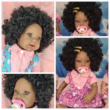 Imagem de Boneca Reborne Negra Silicone Reborn Bebê Barata Realista Enxoval Brinquedo Menina Bb Grande Reborne Boneca Bebe Reborn Siliconado Original Baby Lol