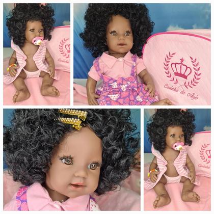 Imagem de Boneca Reborne Negra Silicone Reborn Bebê Barata Realista Enxoval Brinquedo Menina Bb Grande Reborne Boneca Bebe Reborn Siliconado Original Baby Lol