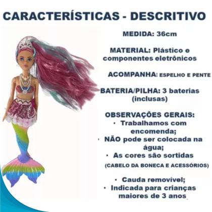 Imagem de Boneca Sereia Que Brilha Para Menina Presente Dia Das Crianças Original