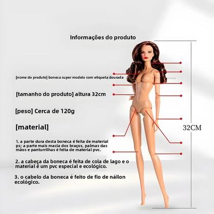 Imagem de Boneca Supermodelo Edição Dourada De 32cm, Figura De Moda Moderna, Brinquedo Diy, Coletor De Estilo