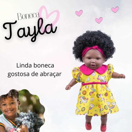 Imagem de Boneca Tayla Bebê Reborn Negra Com Cabelo Cacheado