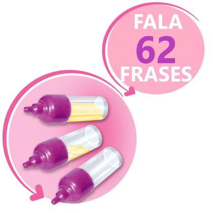 Imagem de Boneca Tipo Reborn Fala 62 Frases Angelina Negra + Mamadeira