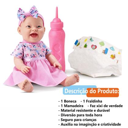 Imagem de Boneca Titi Grande Mamadeira Fralda Fax Xixi Menina Rosa