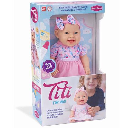 Imagem de Boneca Titi Grande Mamadeira Fralda Fax Xixi Menina Rosa