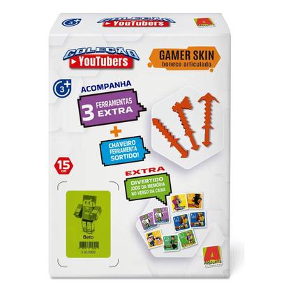 Imagem de Boneco 15cm Beto Gamer +3 Ferramentas+Chaveiro +Jogo Memória