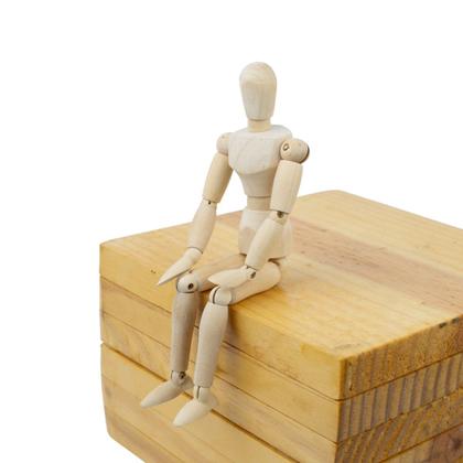 Imagem de Boneco Articulado de Madeira 22cm Modelo de Manequim