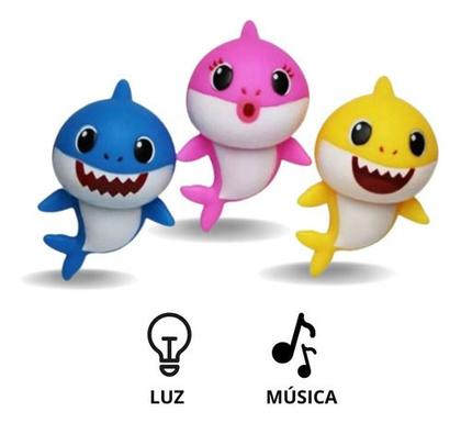 Imagem de Boneco Baby Shark Led Musical Plástico Amarelo 18cm Canta 