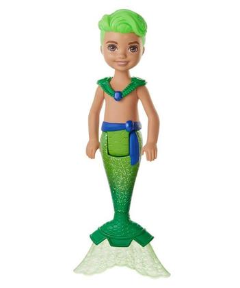 Imagem de Boneco Barbie Dreamtopia Chelsea 16 cm Sereia Menino Tritão Verde GJJ91 Mattel