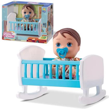 Imagem de Boneco Bebê Little Dolls Bercinho Com Chupeta Menino