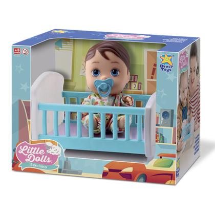 Imagem de Boneco Bebê Little Dolls Bercinho Com Chupeta Menino