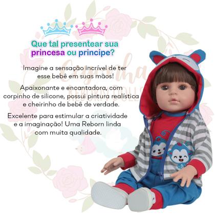 Imagem de Boneco Bebê Reborn Menino Realista 46cm Conjunto Macaquinho