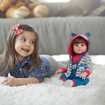 Imagem de Boneco Bebê Reborn Menino Realista 46cm Conjunto Macaquinho