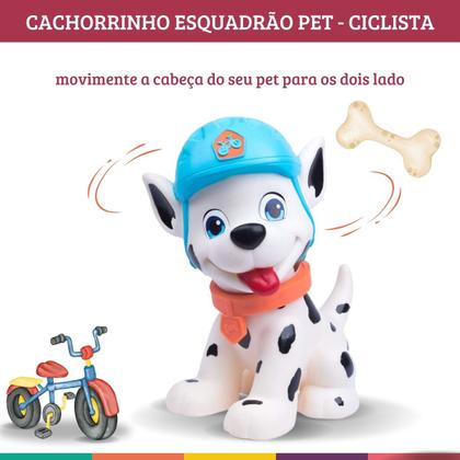 Imagem de Boneco Cachorro Esquadrão Pet Patrulha Canina Ciclista 25cm