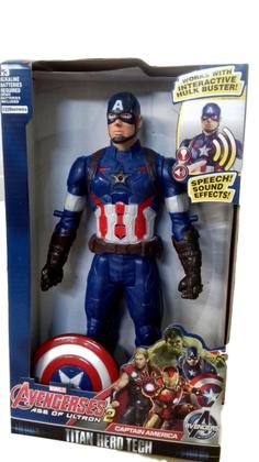 Imagem de Boneco Capitão America Brinquedo Infantil 30cm Som Luz